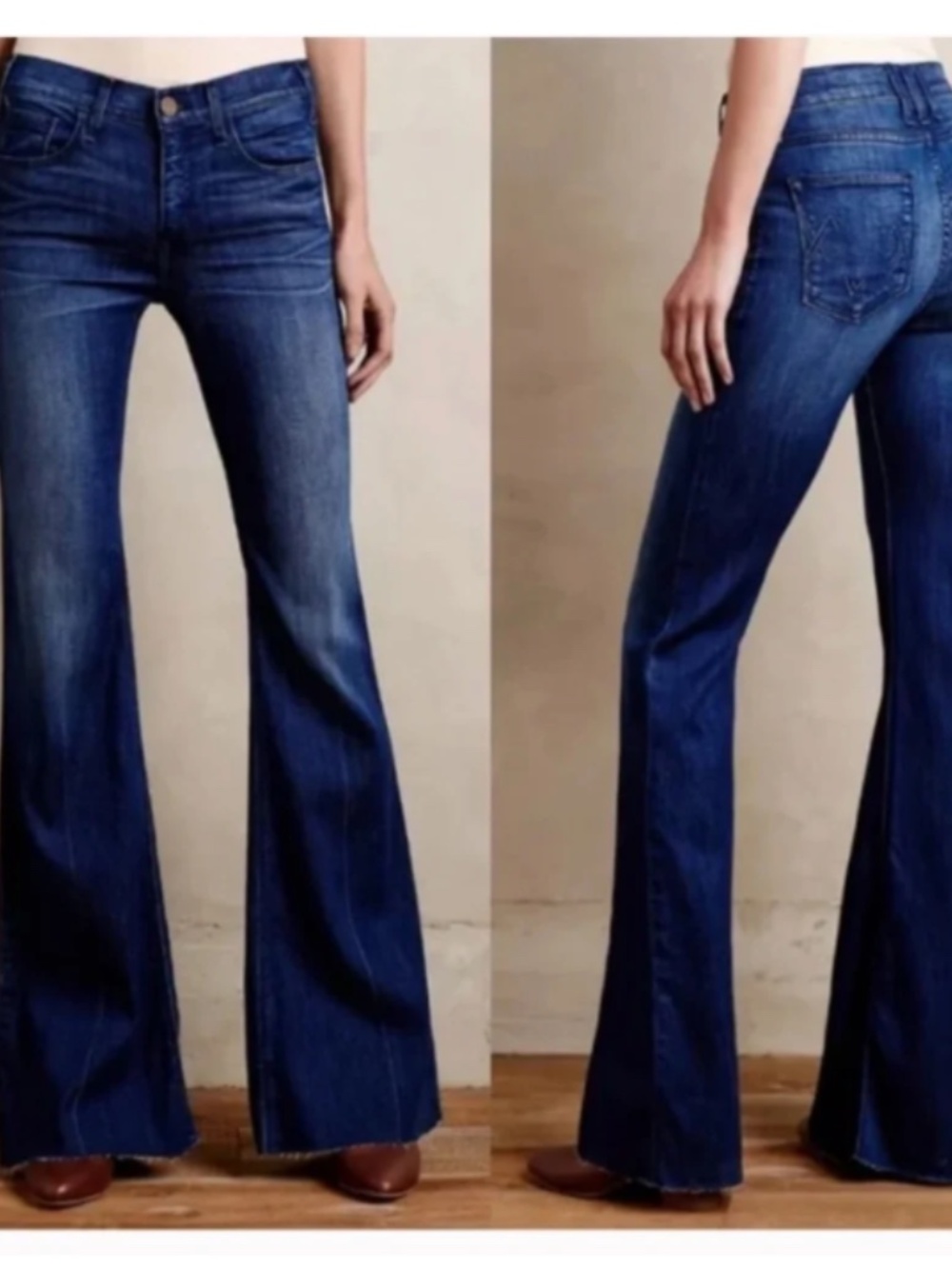 McGuire Majorelle Flare Raw Hem Jeans  Dark Wash